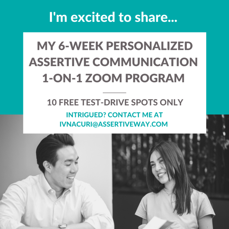 6-week personalized 1-on-1 zoom-based program to develop their assertive communication at work